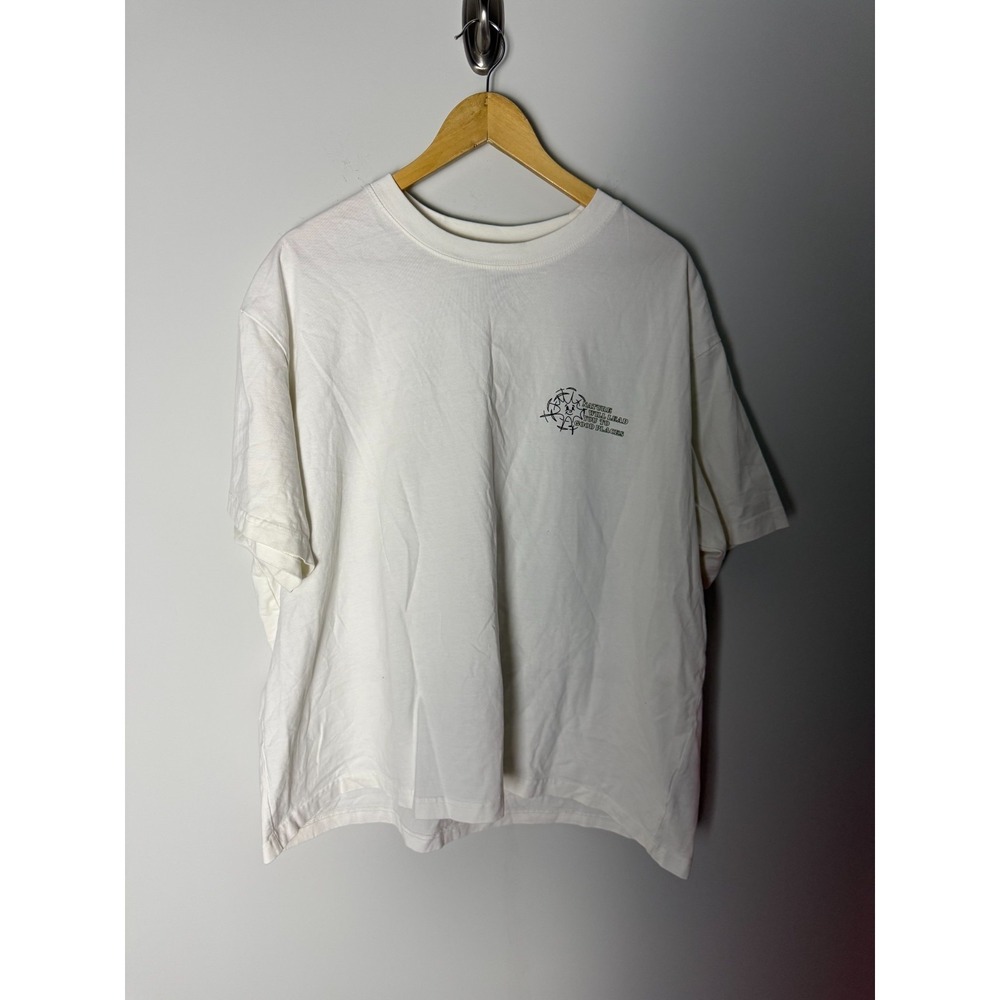 H&M Loose Fit Short Sleeve T-Shirt Men's 2XL White Graphic Print Casual